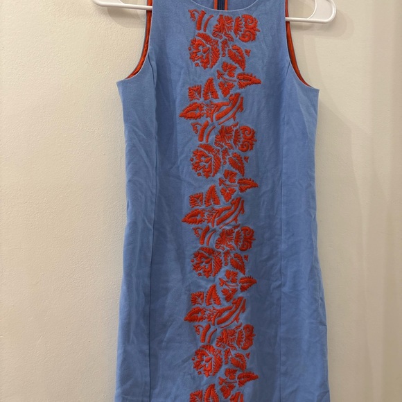 Tory Burch Dresses & Skirts - Tory Burch Blue and Orange Embroidered Dress -sleeveless -size XS - cotton blend